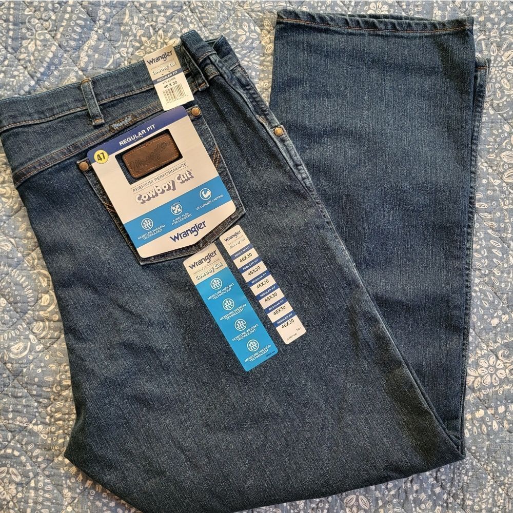 Vintage 80s Wrangler Pro Rodeo Cowboy Cut Blue Denim Jean Midnight Rinse…